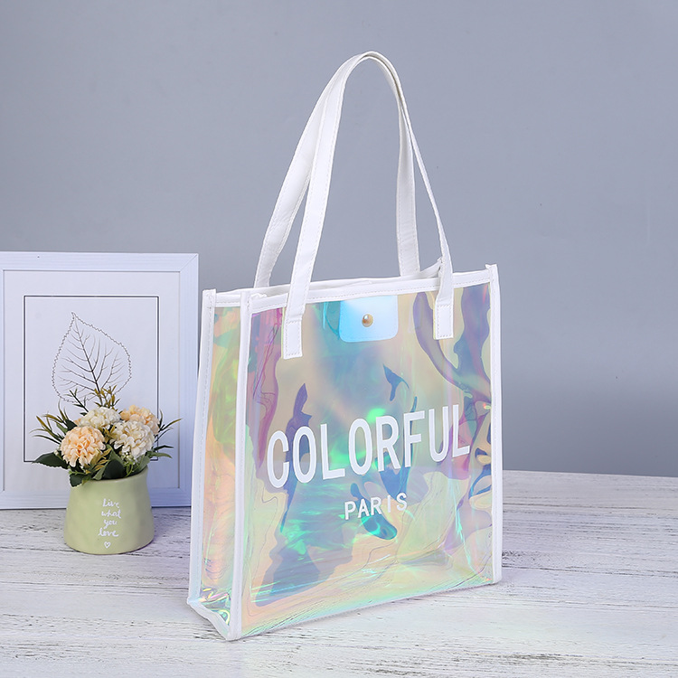 Hologram PVC Handbag w/ Snap Button, custom tote bag with logo imprint 2