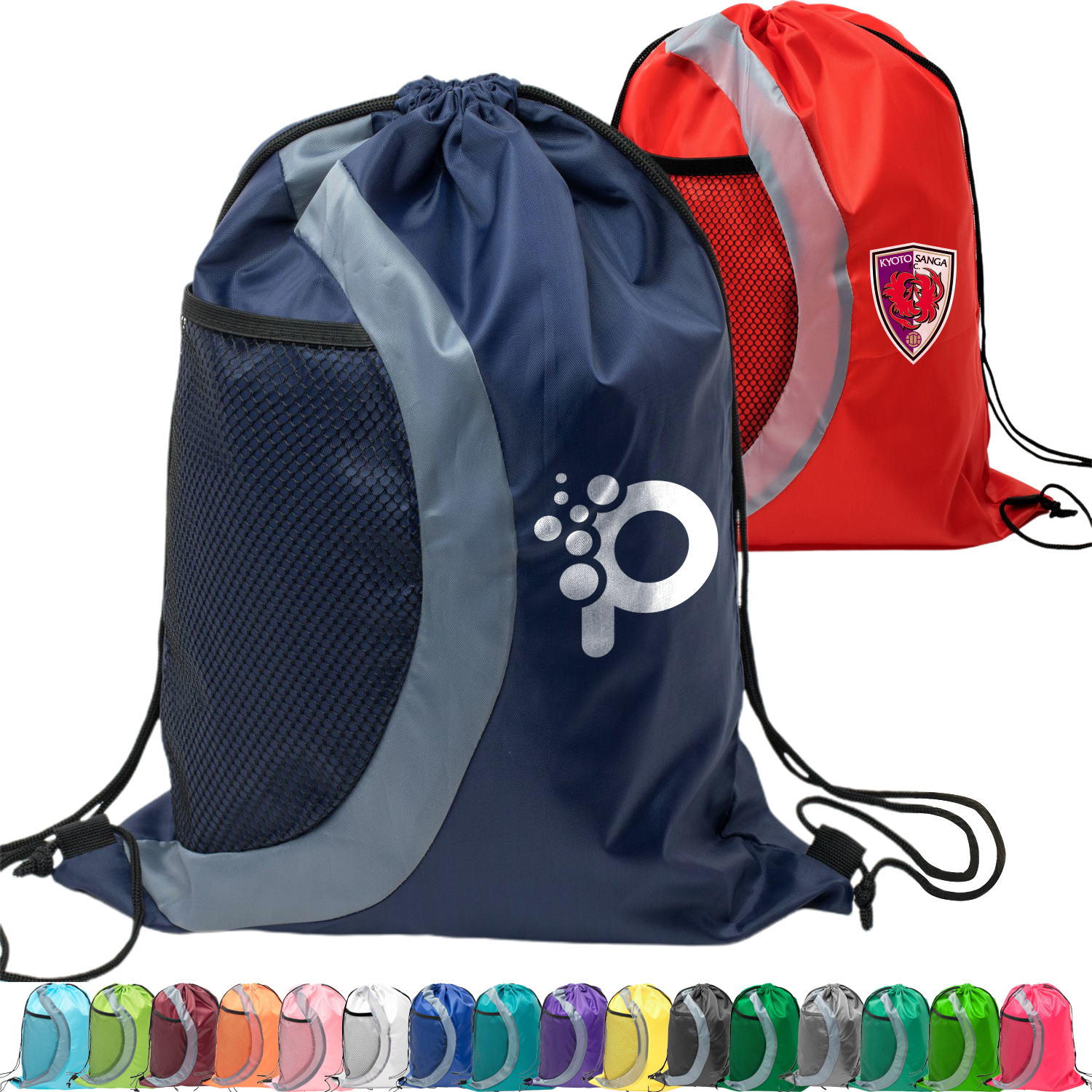 Heavy Duty Drawstring Cinch Up Side Mesh Pocket Backpack (15" x 18") 7