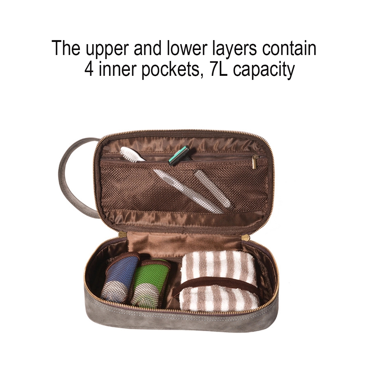 Classic Leather Toiletry Bag And Dopp Kit For Men 4