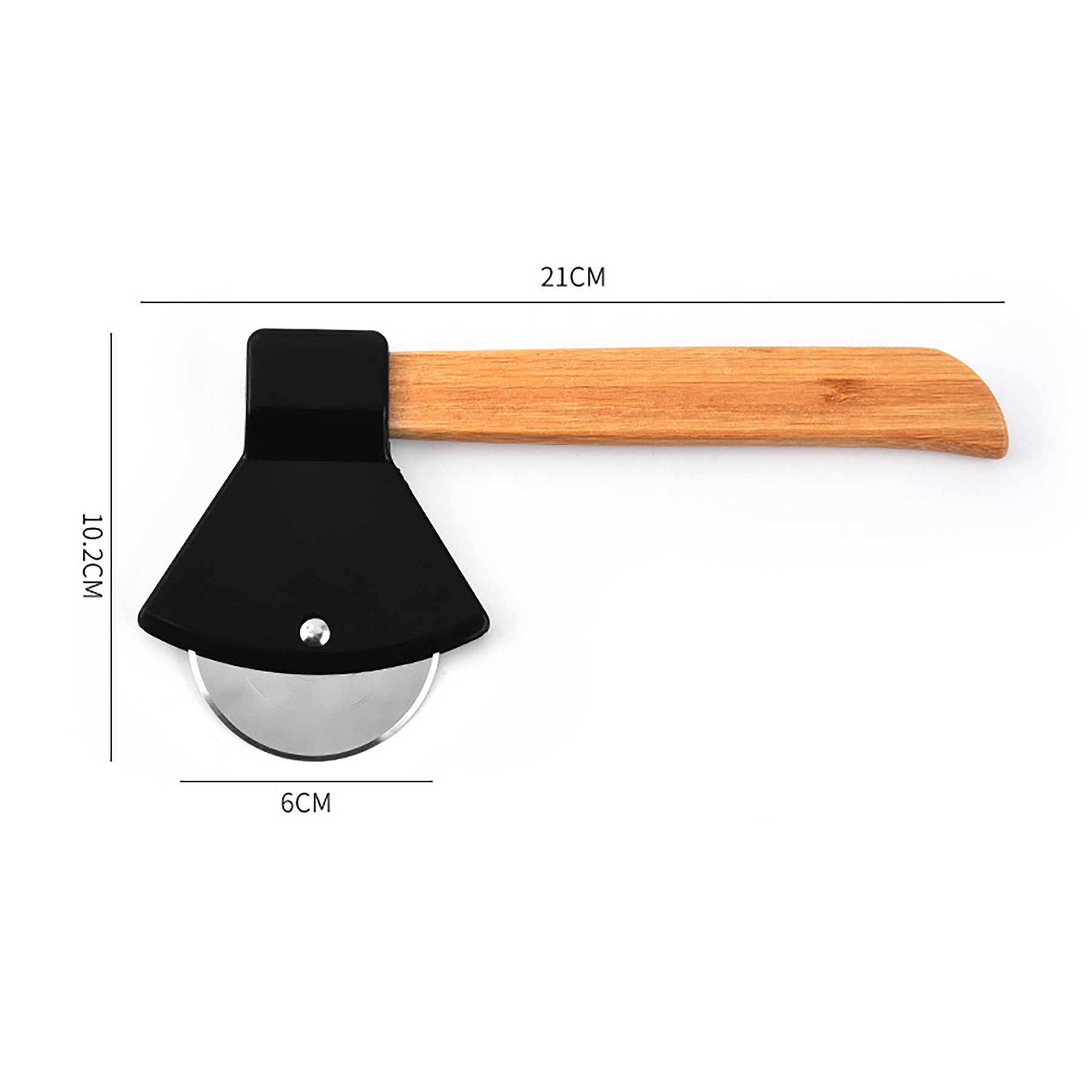 Stainless Steel Roller Wooden Handle Axe Pizza Cutter 6