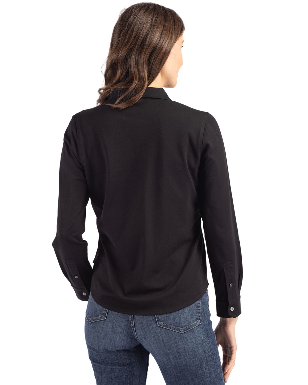 Advantage Tri-Blend Eco Soft Pique Long Sleeve Knitted Womens Button Up