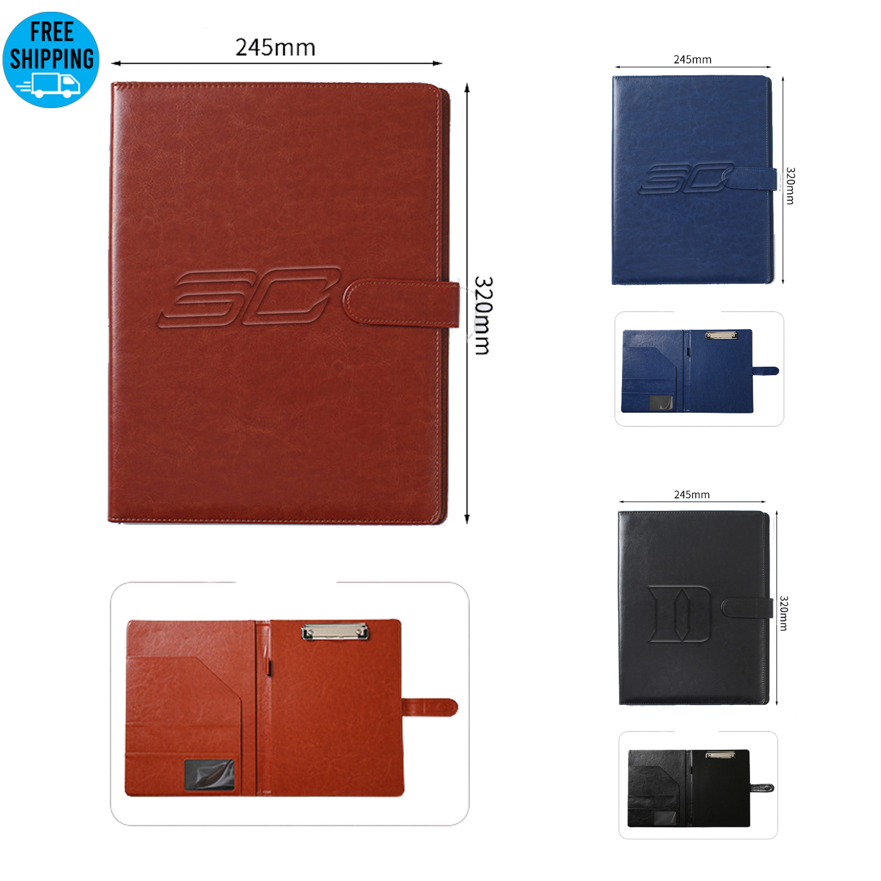 Debossed Leather Resume Portfolio Folder-Ocean 4