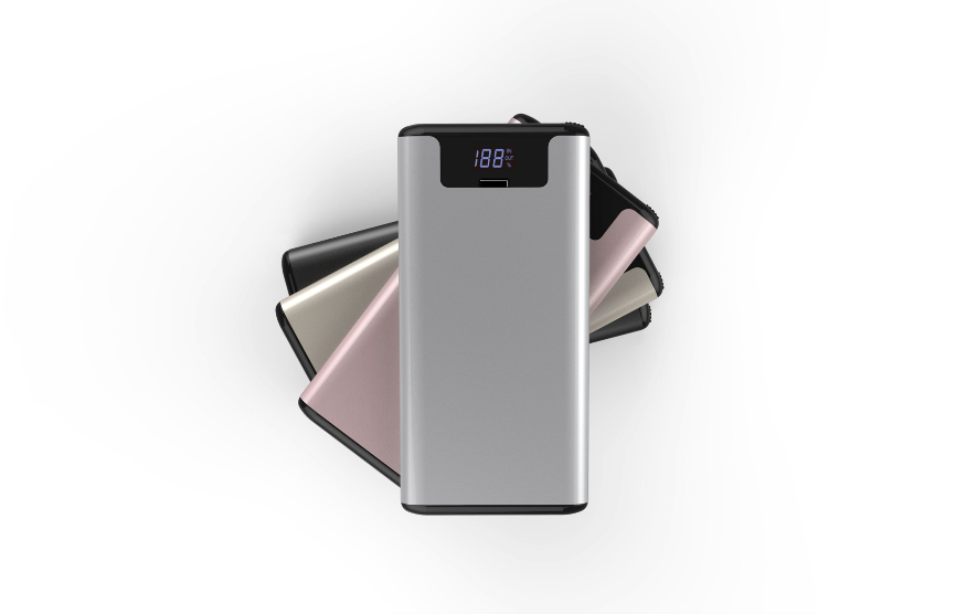 Digital display power bank with build-in usb charging cable 5