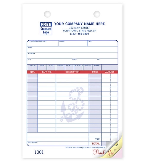 Marine sales slip register forms, large 1