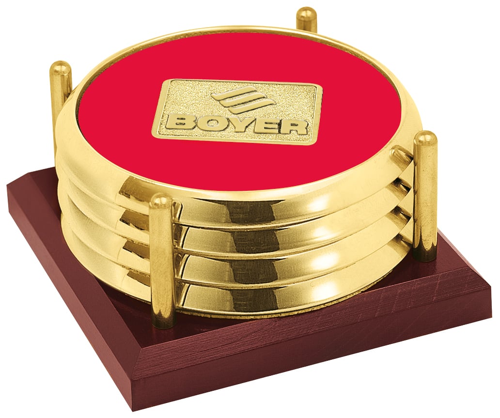 JAFFA® Four Coasters with Solid Cherry Tray 16