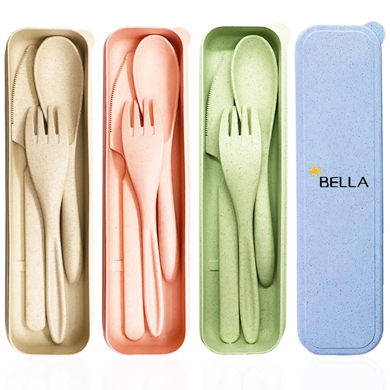 Portable Wheat Straw Cutlery With Case 2