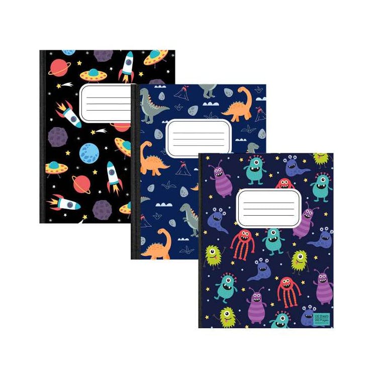 Composition Notebooks - 3 Design Covers for Boys Wide Ruled 2