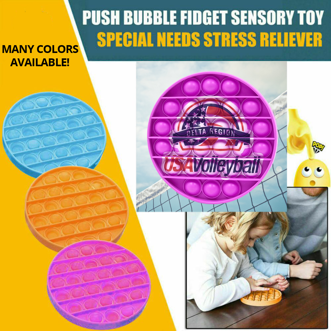 Pop It Fidget Toy - Circle Full color 14