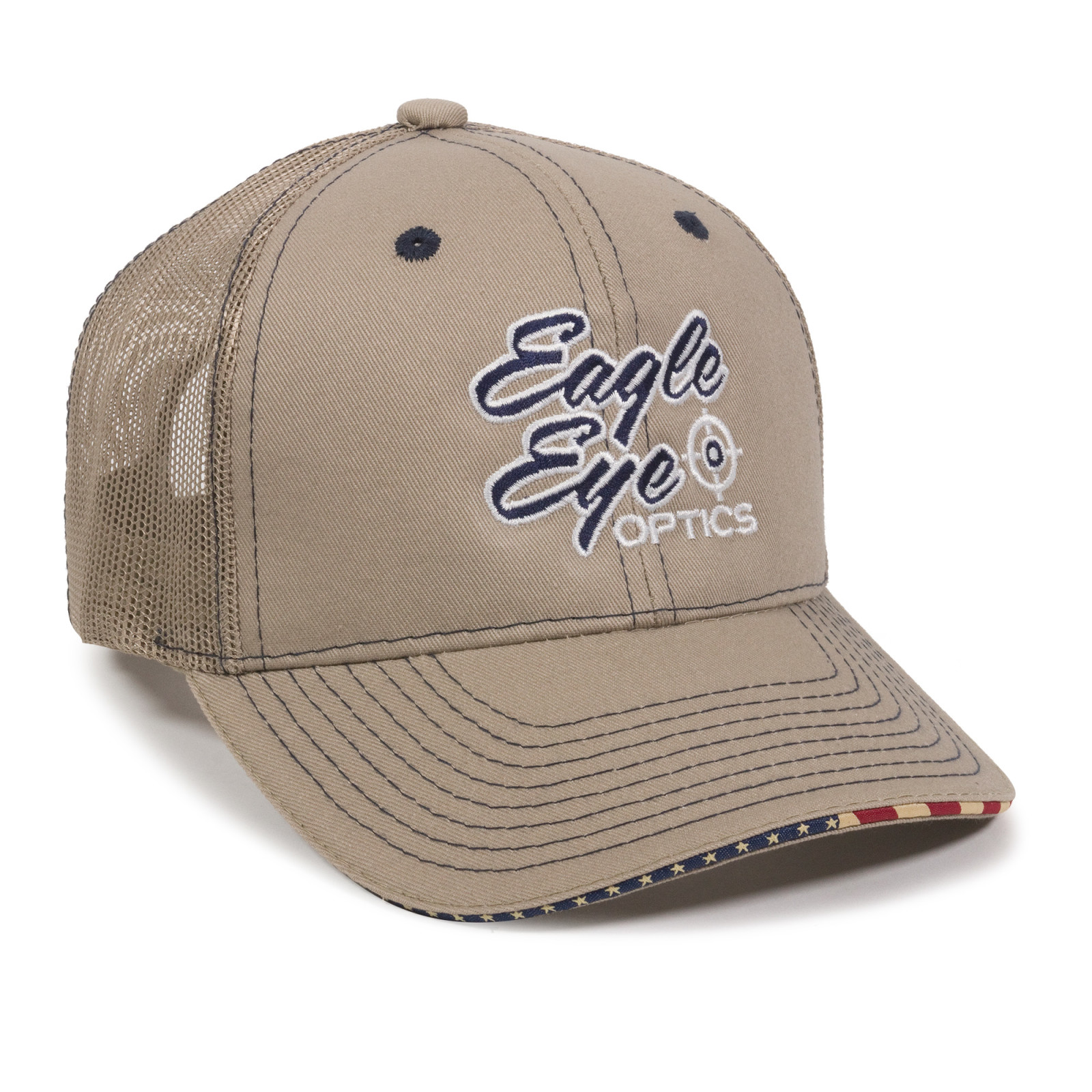 Twill Mesh Back Cap w/Flag Sandwich Visor