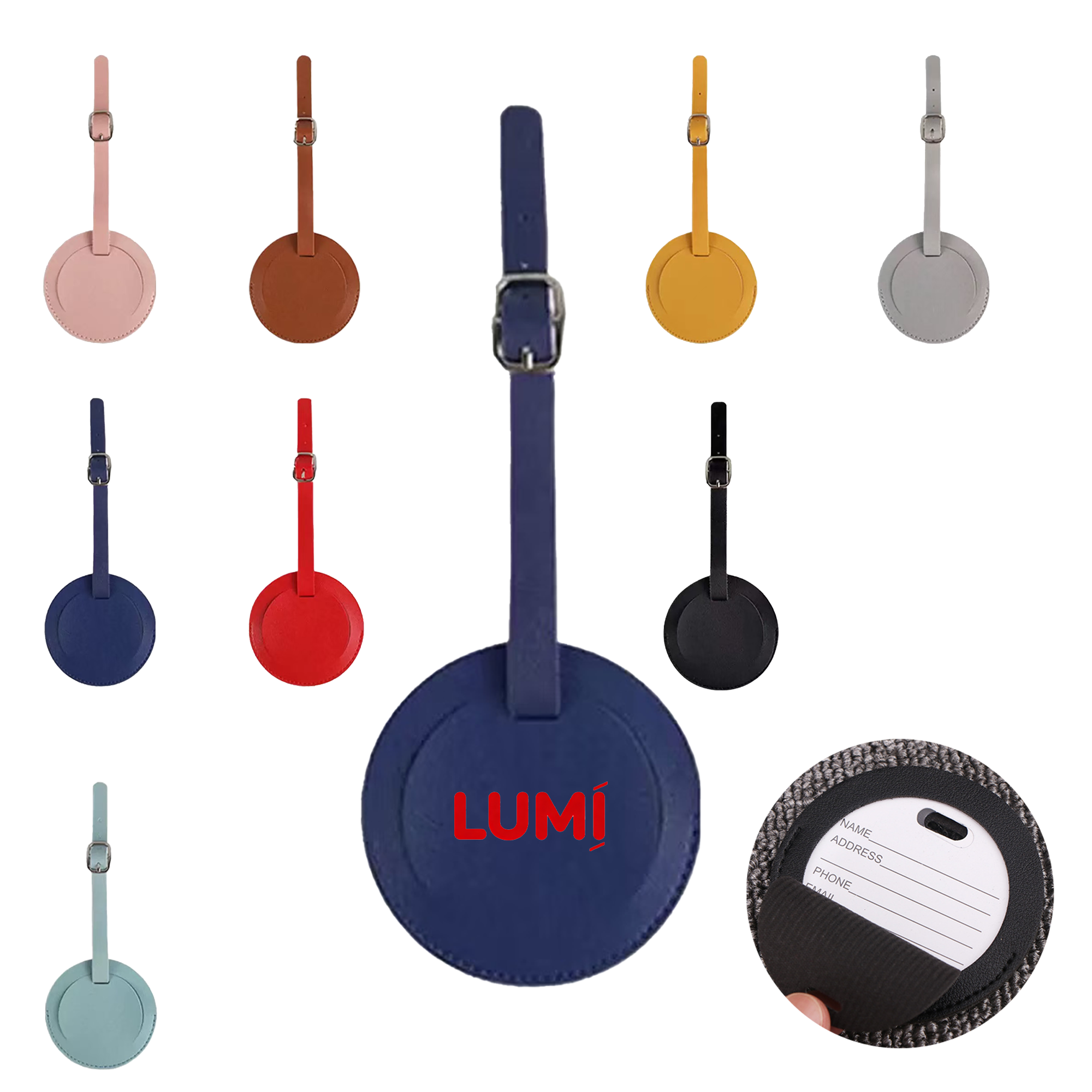 Round PU Leather Baggage Tag 2