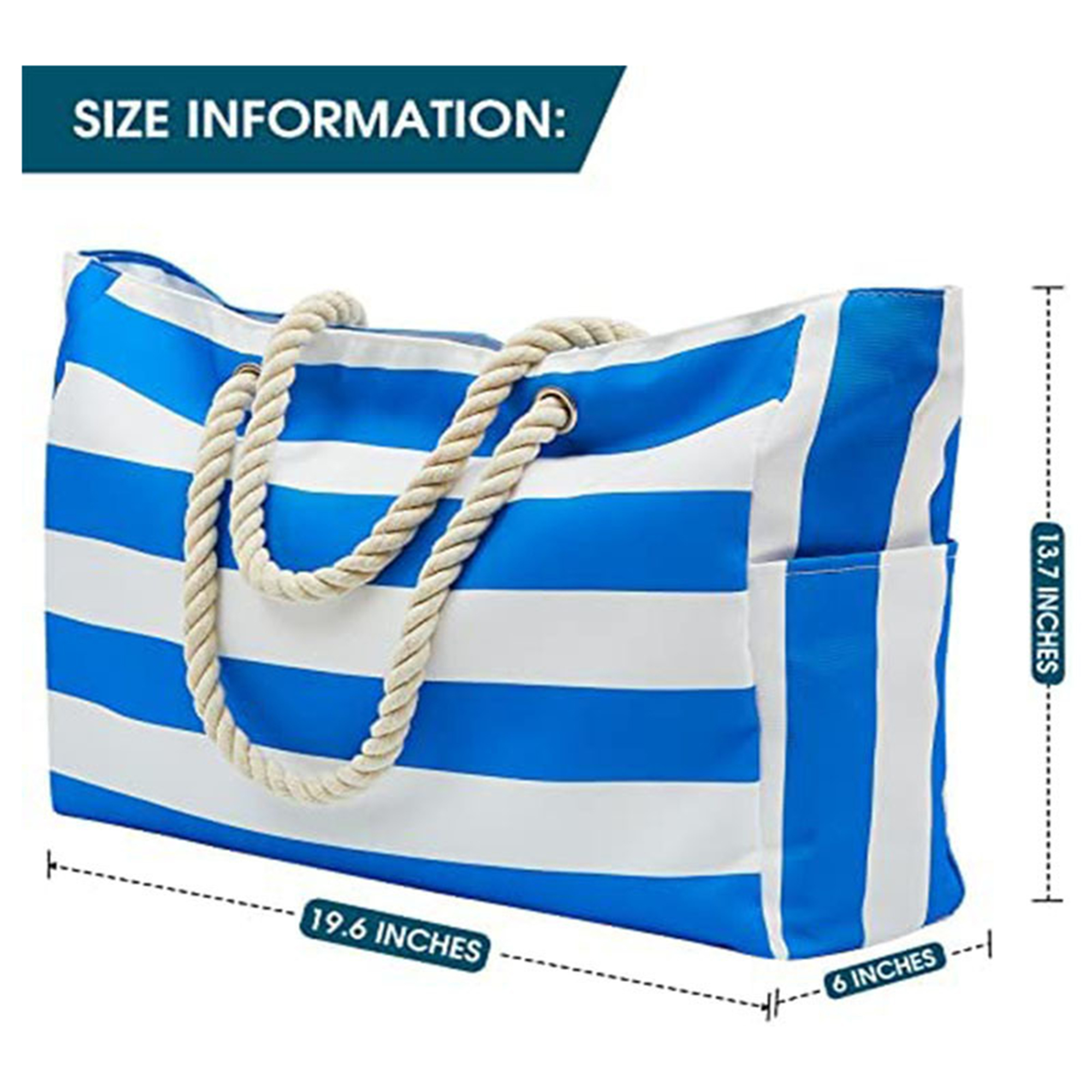 Striped Canvas Beach Tote Bag 5