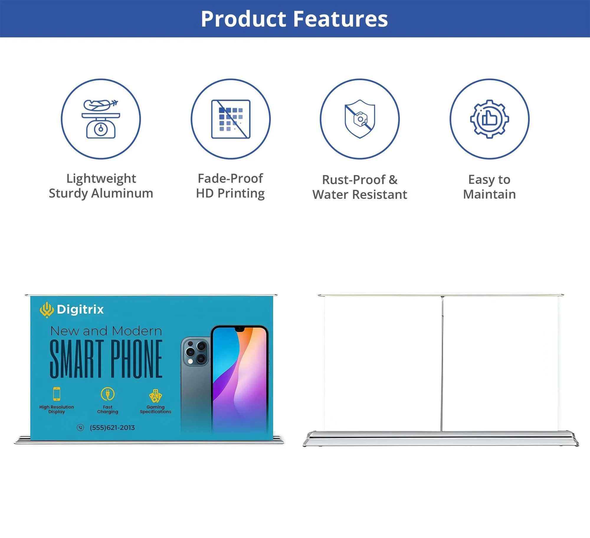 Silverstep Tabletop 60'' Retractable Banner Stand with Light 6