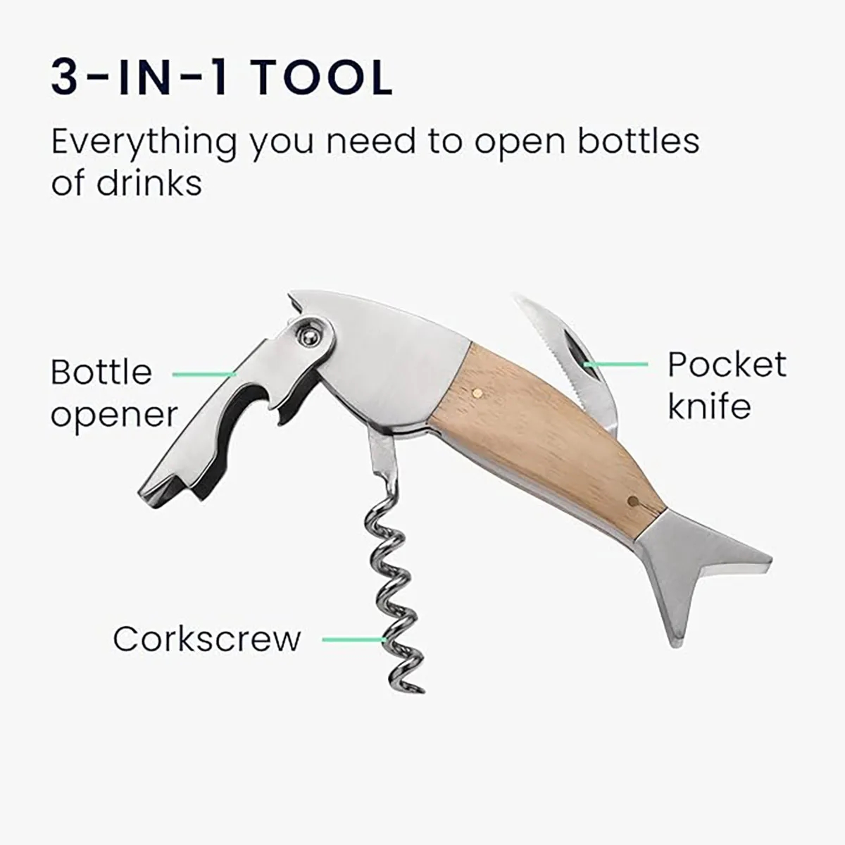 Multifunctional Bottle Wine Opener Fish Shape Folding Knife 4
