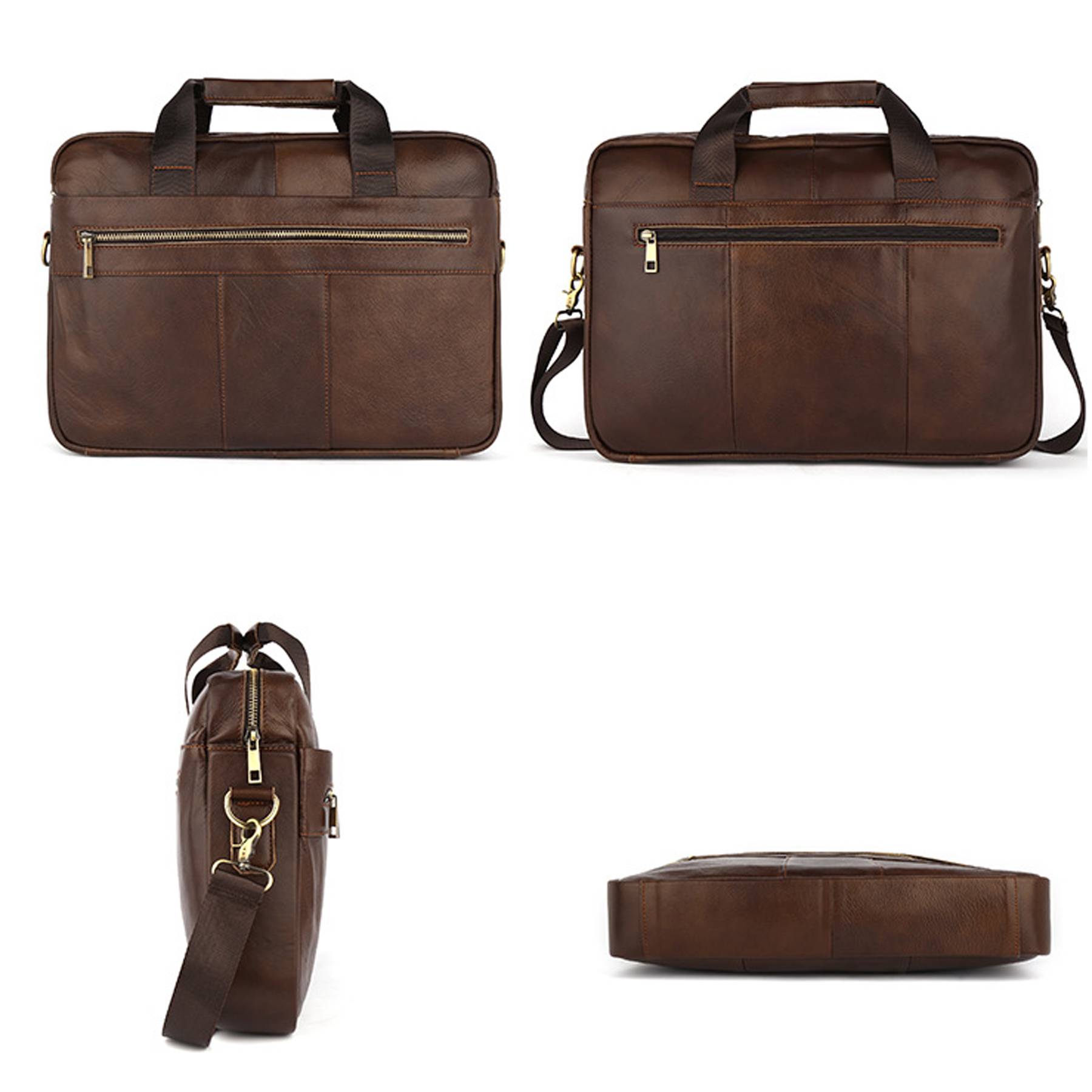 Genuine Leather Briefcase Laptop Messenger Bag 3