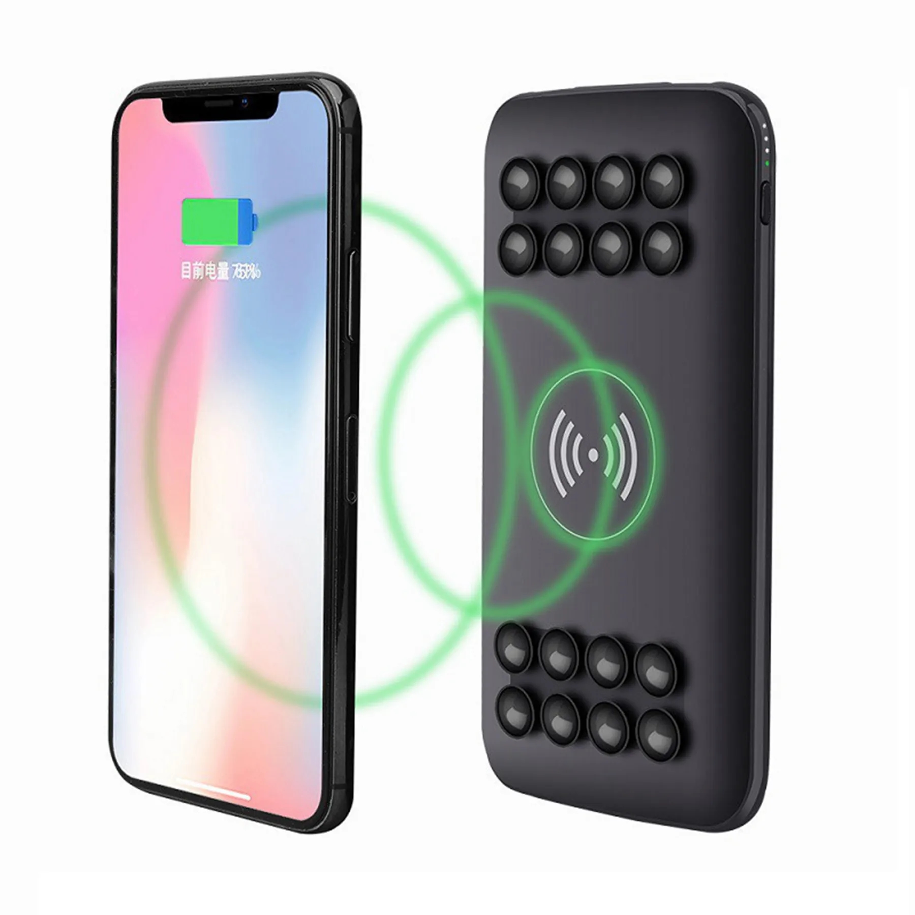 10000mah 2 in 1 Sucker Wireless Charger Power Bank 2