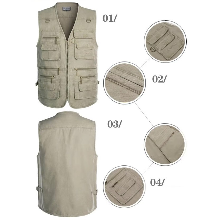 Men Outdoor Work Fishing Vest Waistcoat Jacket 5