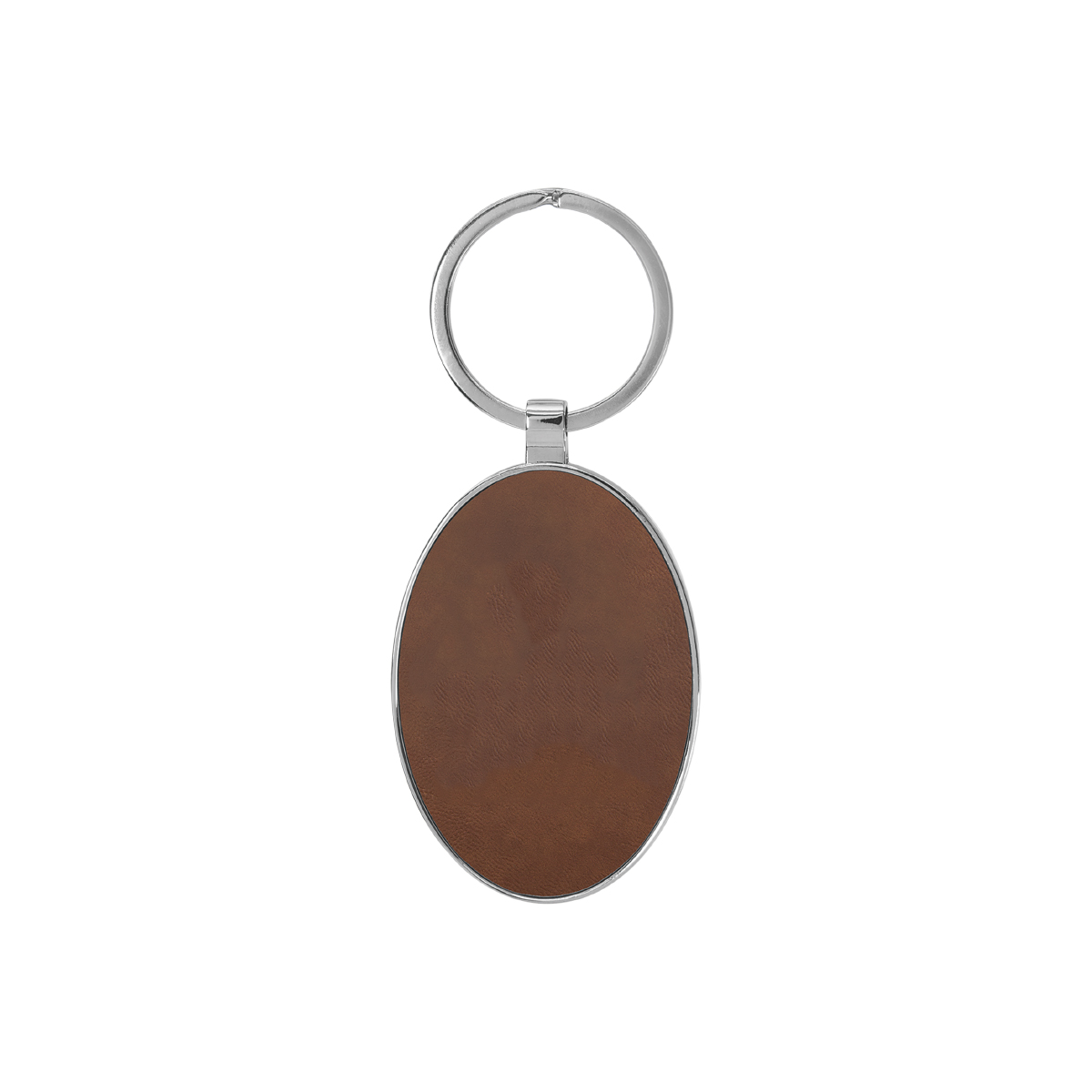Dark Brown Leatherette/Metal Oval Keychain 2