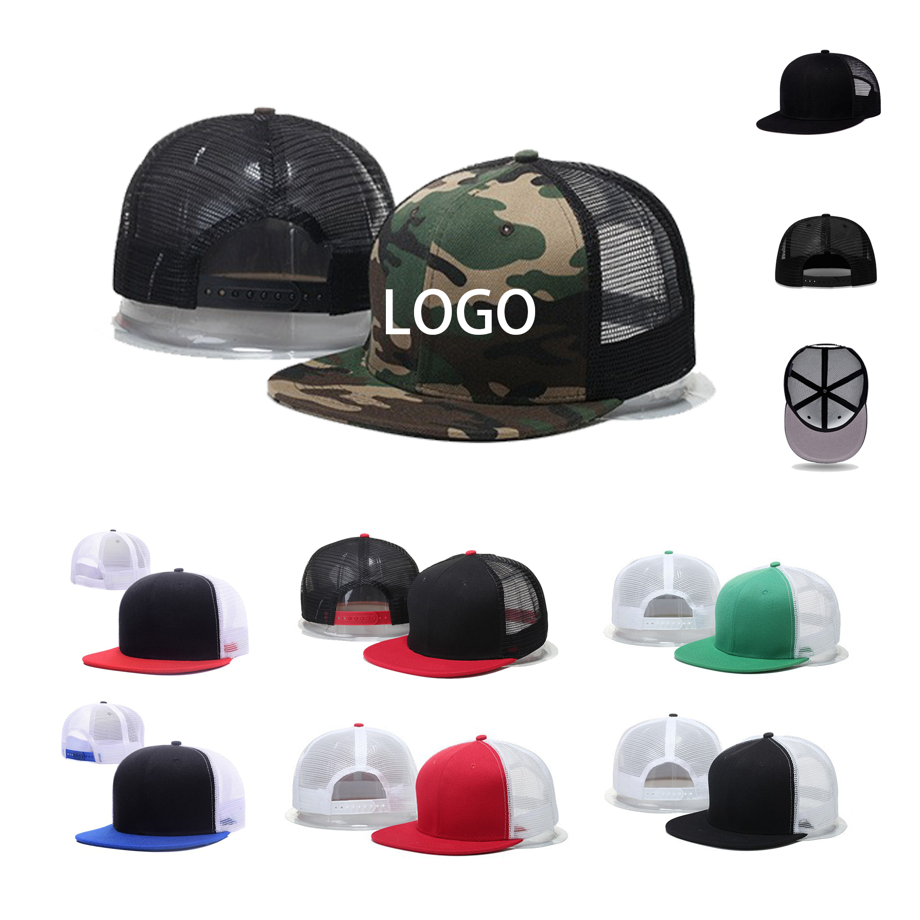 Kids Hip Hop Style Flat Bill Mesh Caps 1