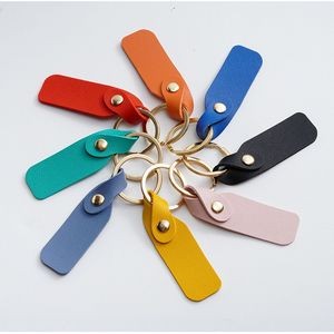 Sleek Rectangle PU Leather Simple Keychain 30
