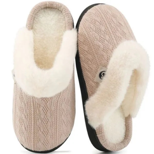 Ecetana Women's Warm Knit House Slippers with Memory Foam 9