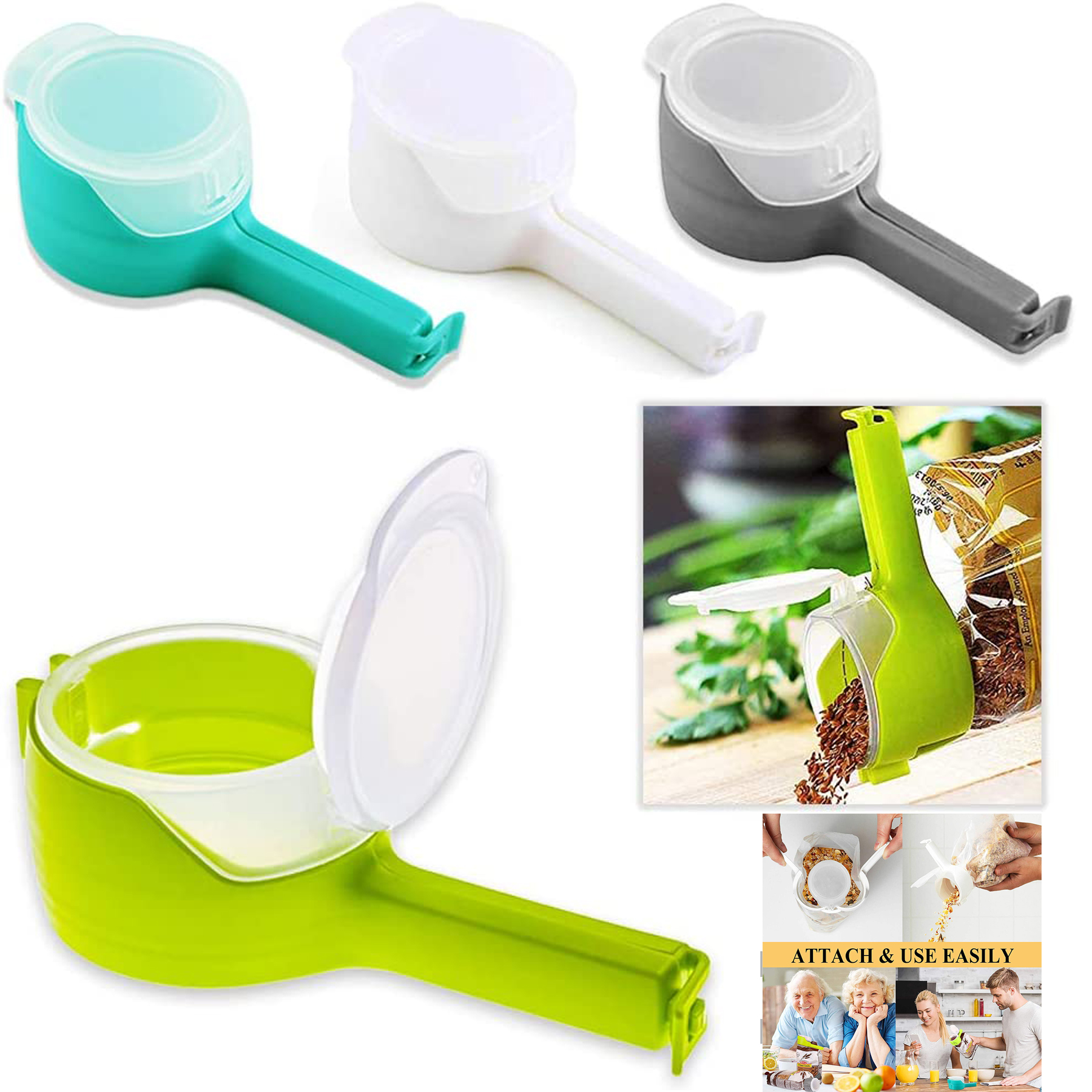 Food Storage Sealing Clips with Pour Spouts