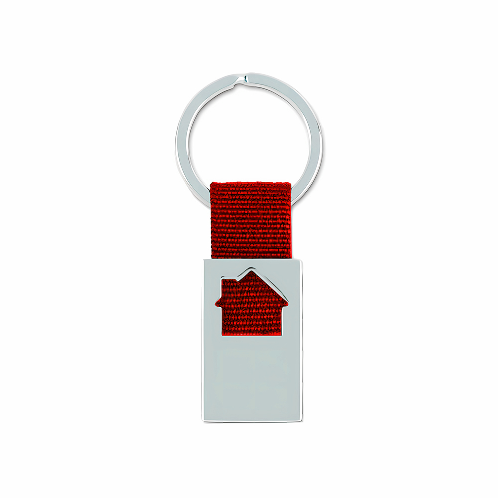 House Shape Keychain - Alloy With Fabric Strap 3