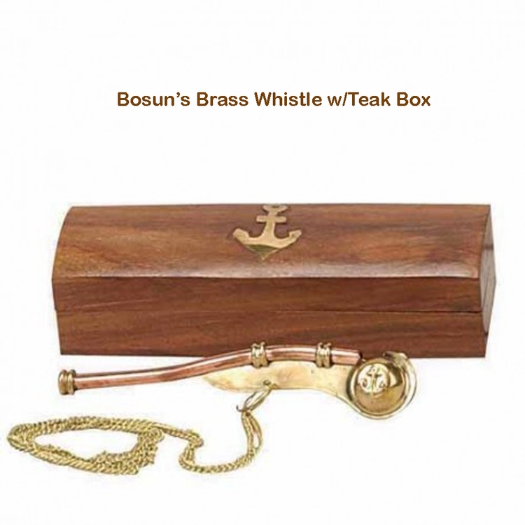 Bosun's Brass Whistle w/ Teak Box 2