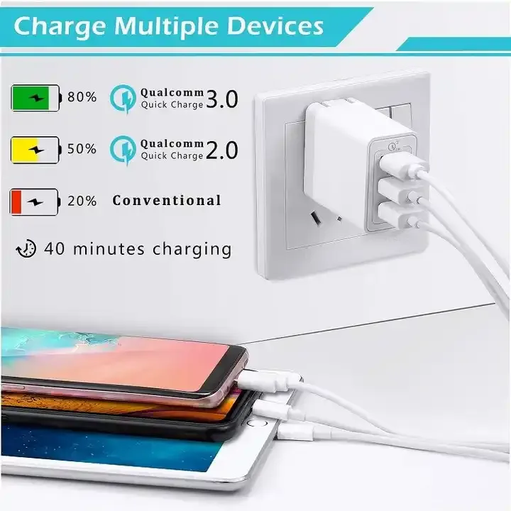 30W Folding QC 3.0 Fast USB Wall Charger 2