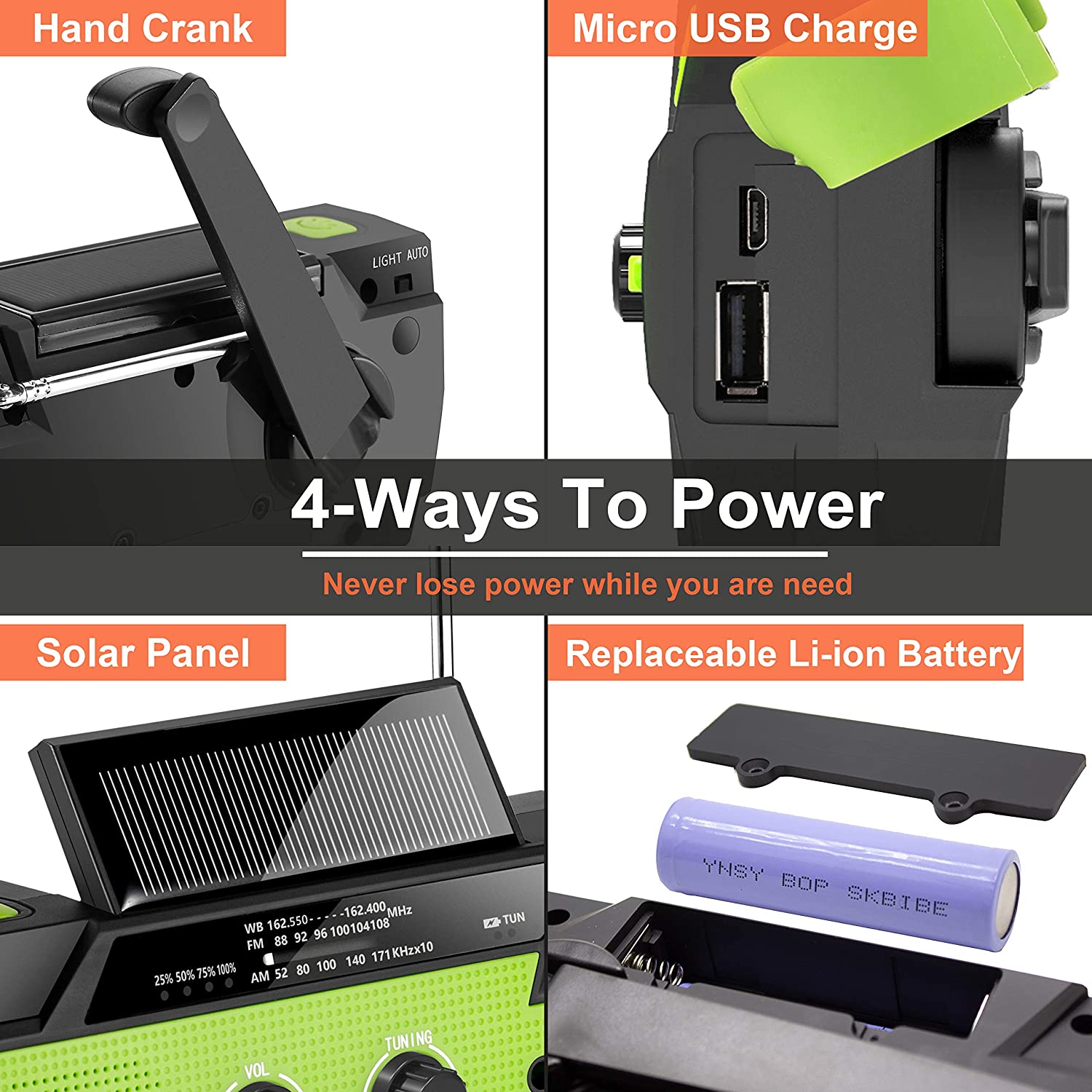 ResQ Emergency Hand Crank Radio – 4000mAh Power Bank, Solar, 1W Flashlight & Motion Sensor Lamp 2