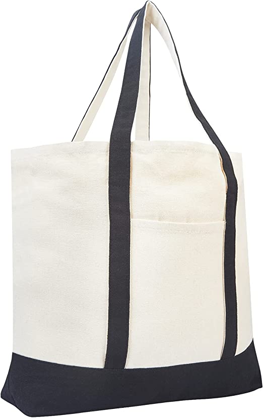 Extra Large Canvas Tote Bag / Inner Zipper Pocket, custom tote bag with logo imprint 7