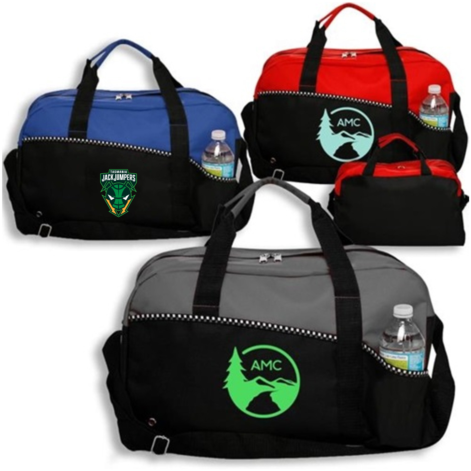 Two Tone Zippered Duffel Bag w/ Shoulder Strap 2