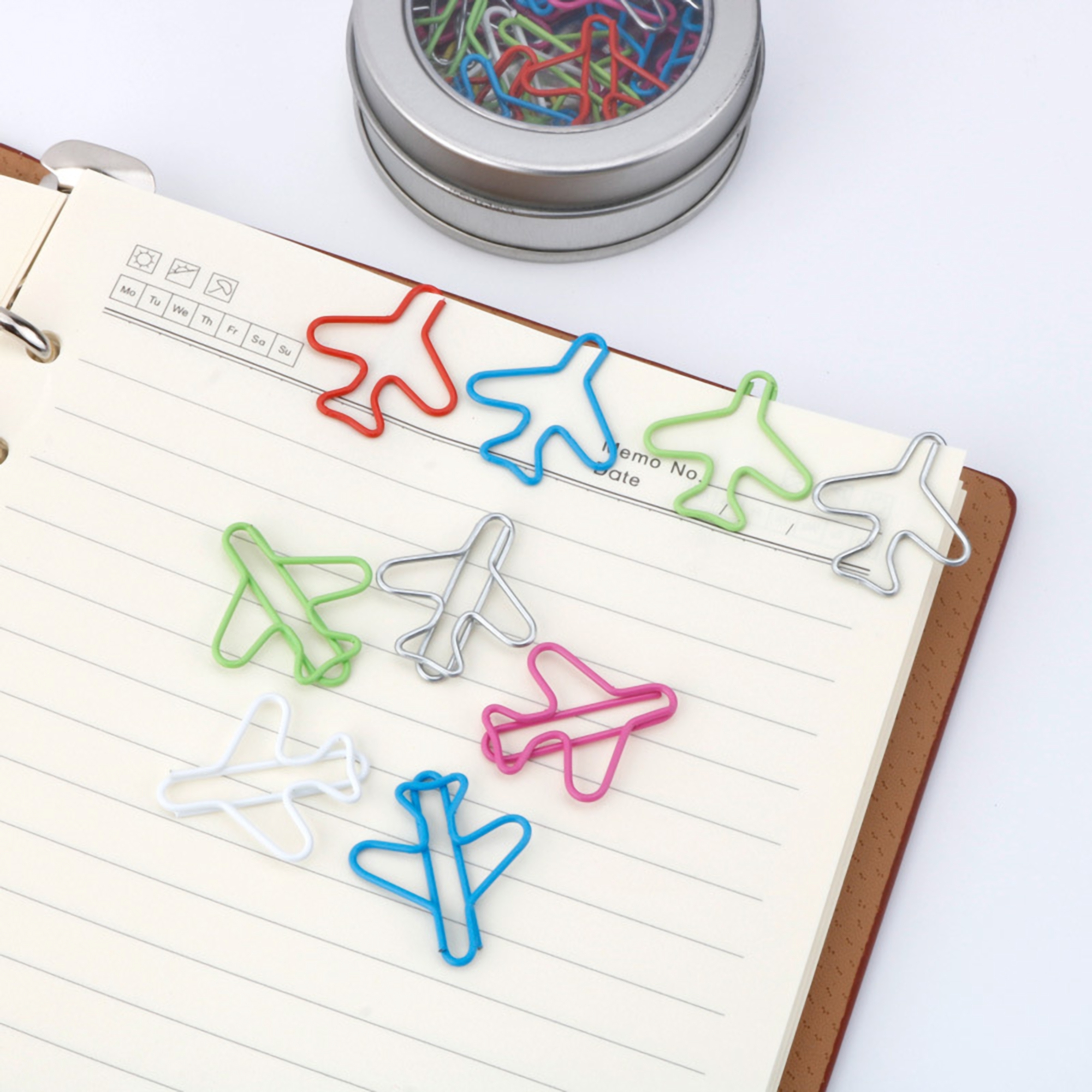 Airplane Shaped Paper Clips in Metal Tin 2
