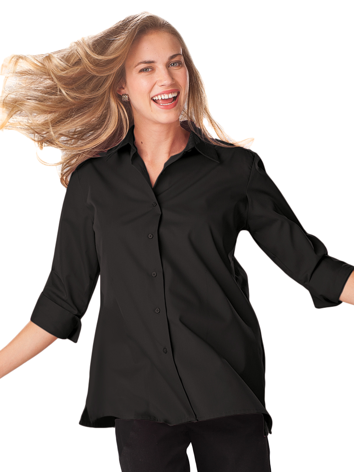 Blue Generation - Women's Pocketless 3/4-Sleeve Poplin Swing Shirt 5