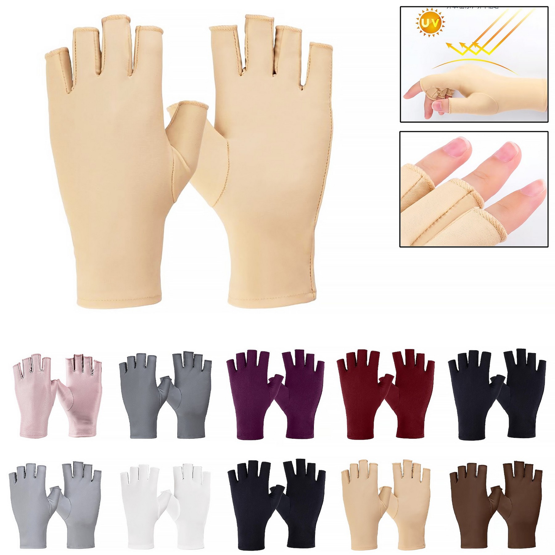 Women's Thin Elastic Sun Protection Gloves 7