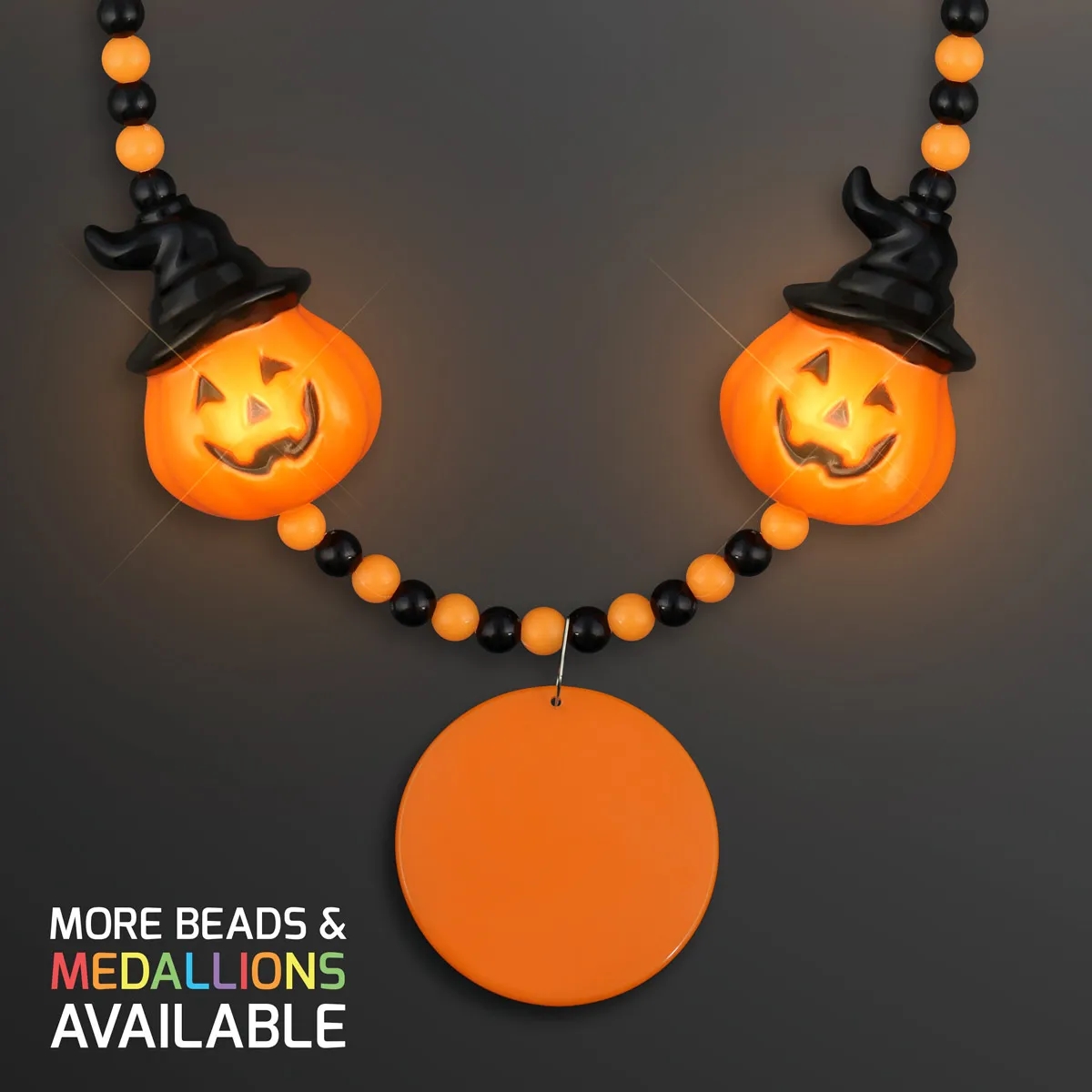 LED Hocus Pocus Pumpkins Beads with Medallion 7