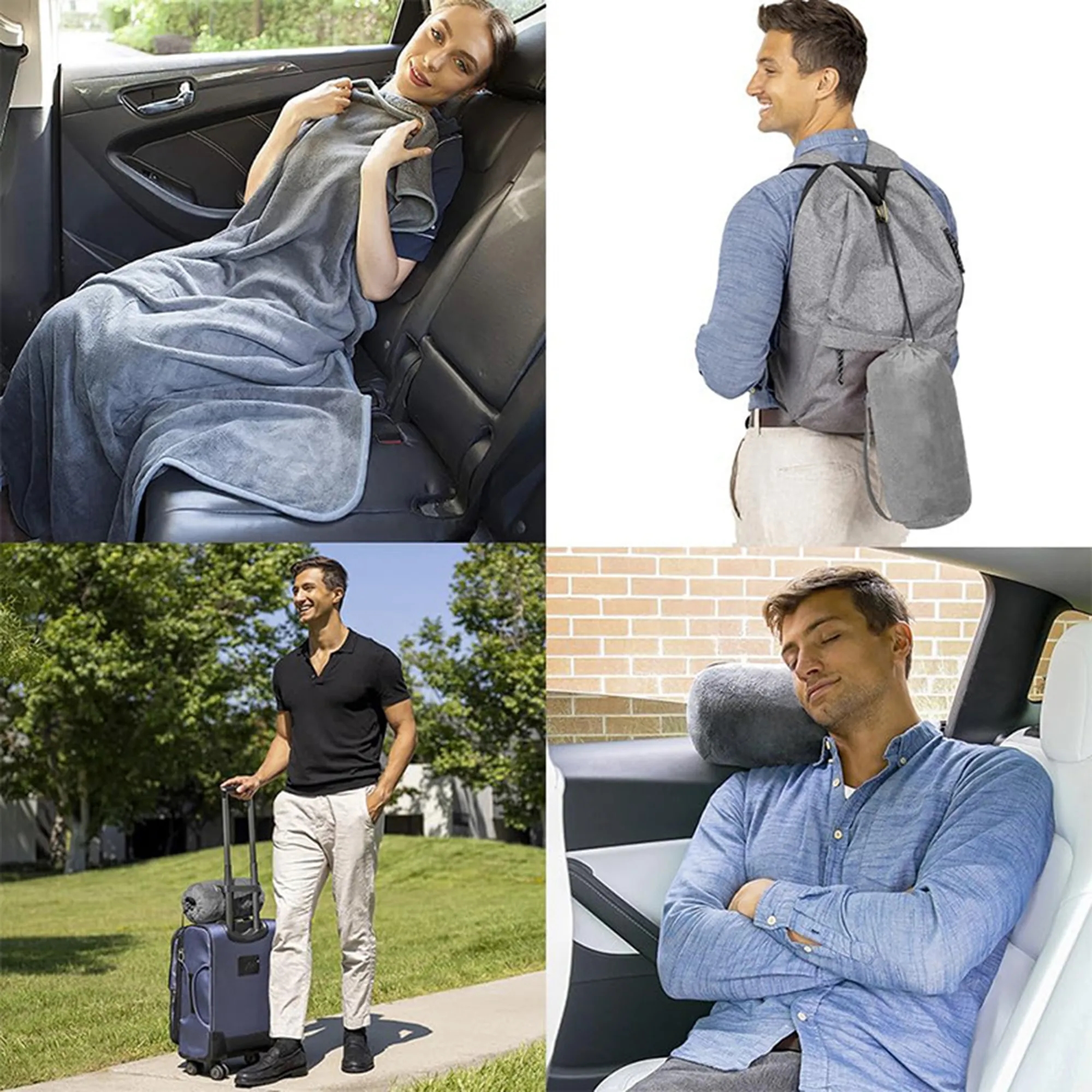 2 in 1 Travel Flannel Airplane Blanket 3