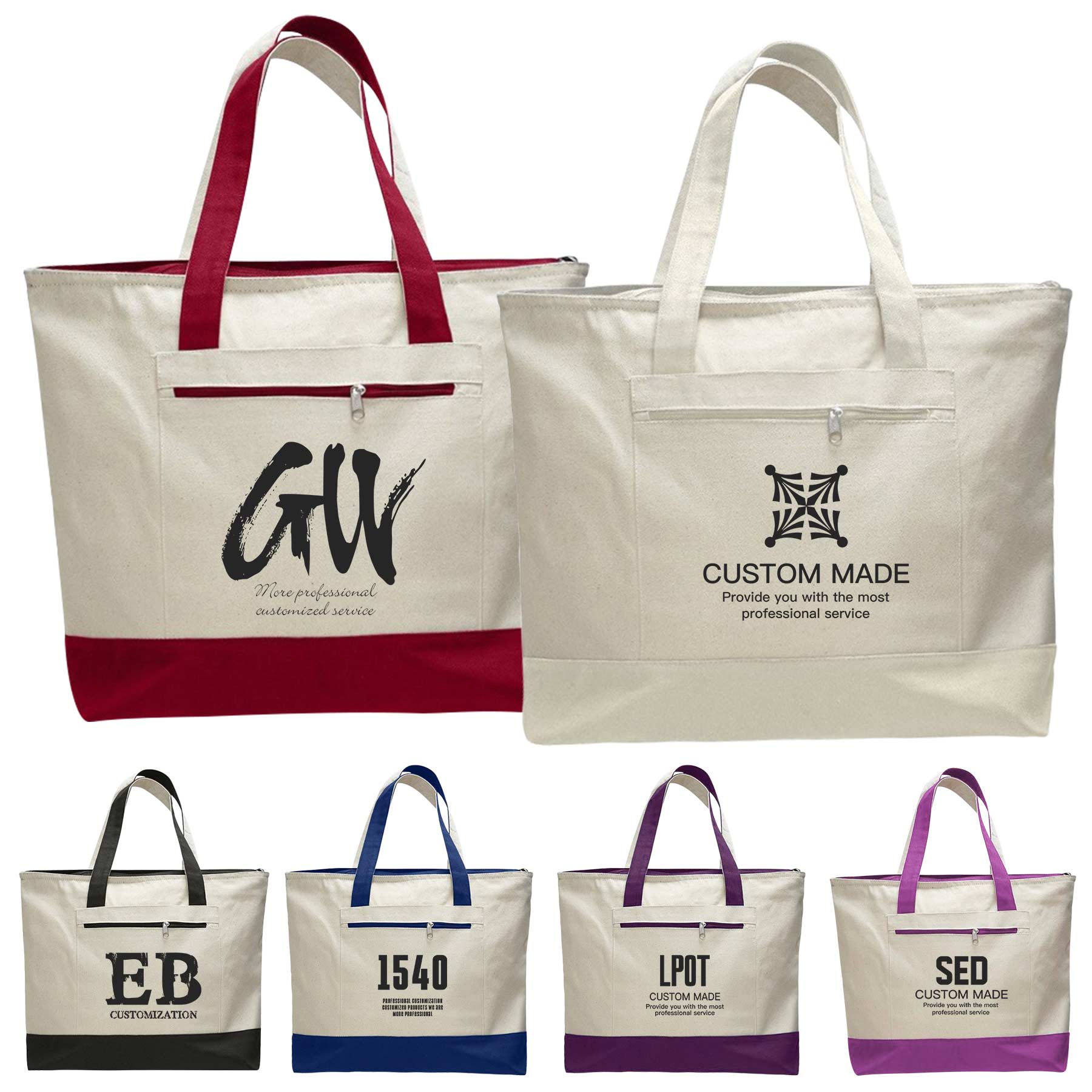 Large-capacity Canvas Bag with Zipper 1