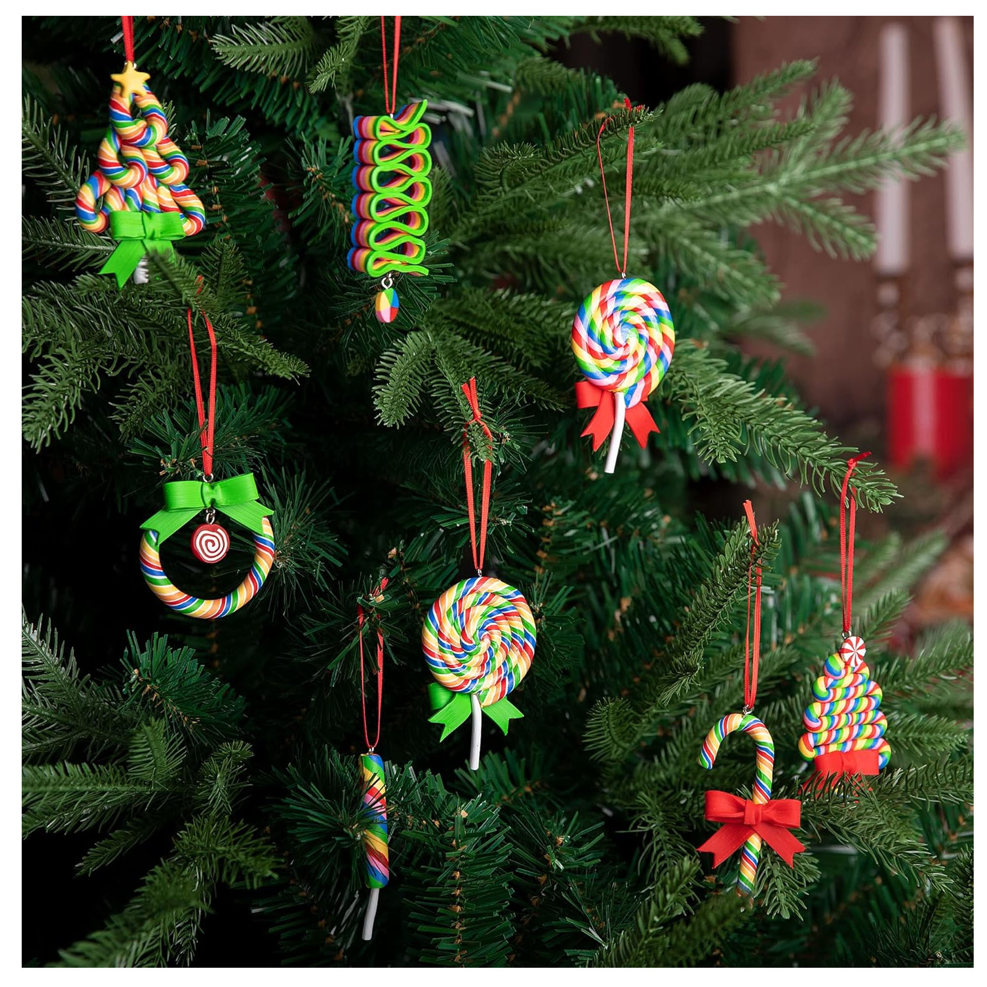 Polymer Clay Handmade Lollipop Ornament For Holiday Decorations 2