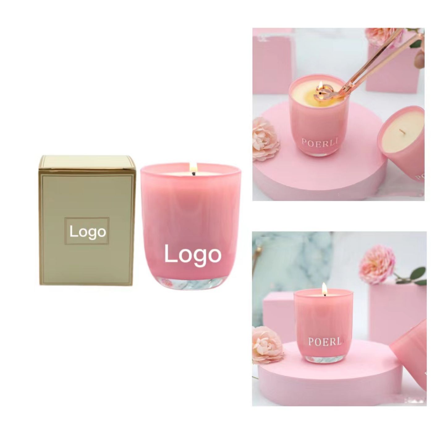 Vintage Light Pink Scented Soybean Wax Candle 2