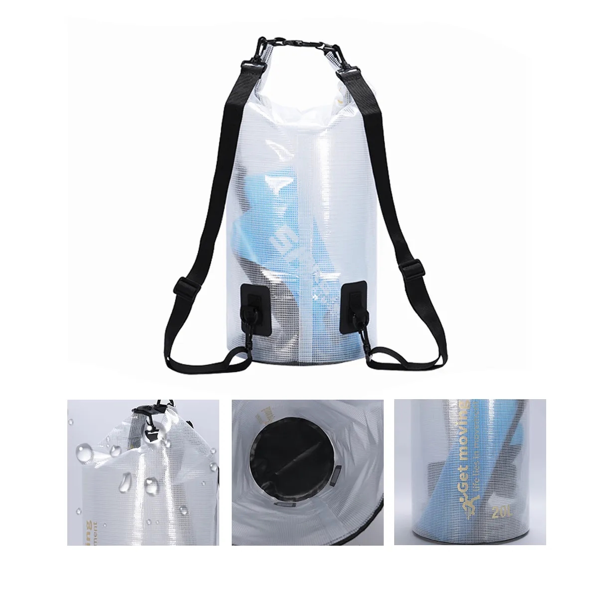 Clear Waterproof Roll Top Dry Bag With Strap 3