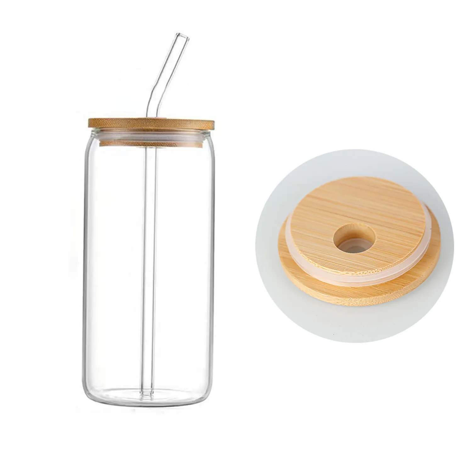 Glass Tumbler With Bamboo Lid Straw 2