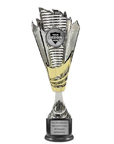 Cup Trophy: 18" Modern Flame Grill style SILVER/GO 1