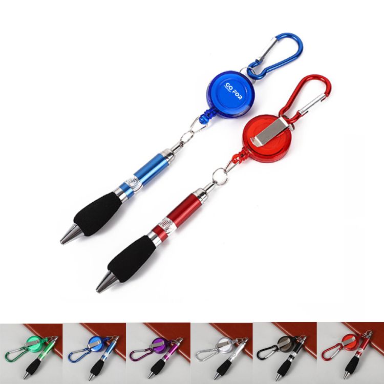Carabiner Retractable Badge Reel with Pen 7