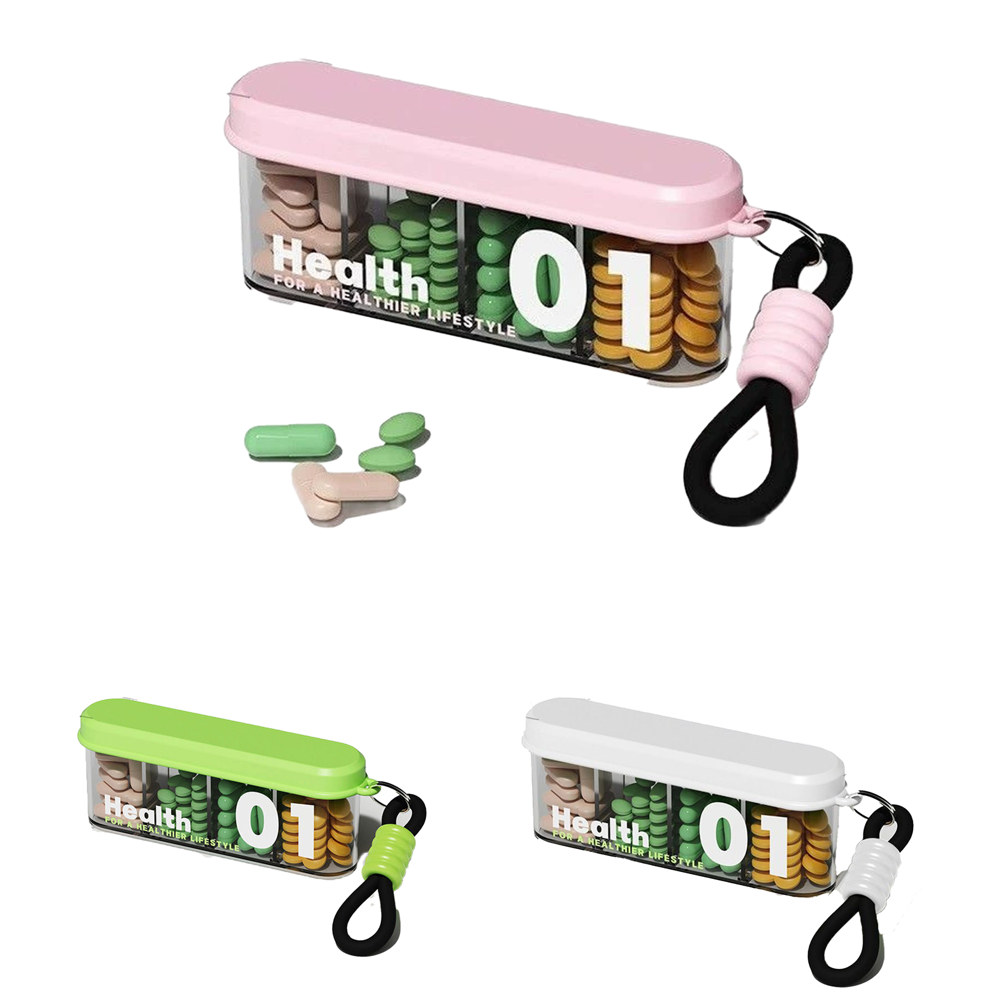 Travel Medications Container Mini Four Compartment Pill Box 3