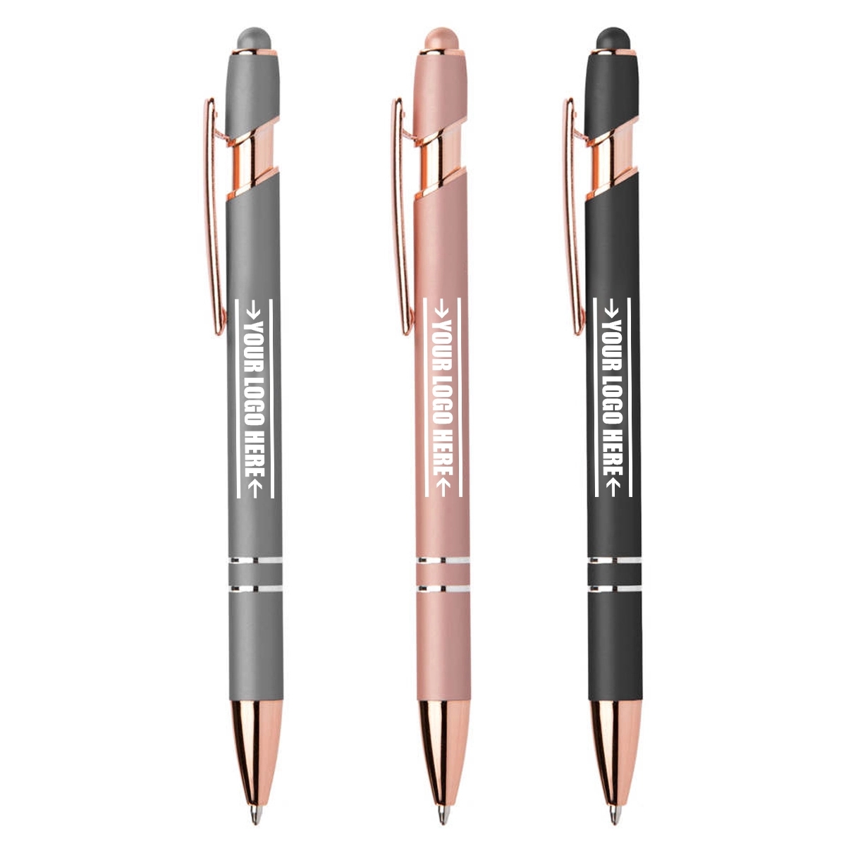 1.0Mm Medium Pointrose Gold Metal Ballpoint Pen With Stylus 4