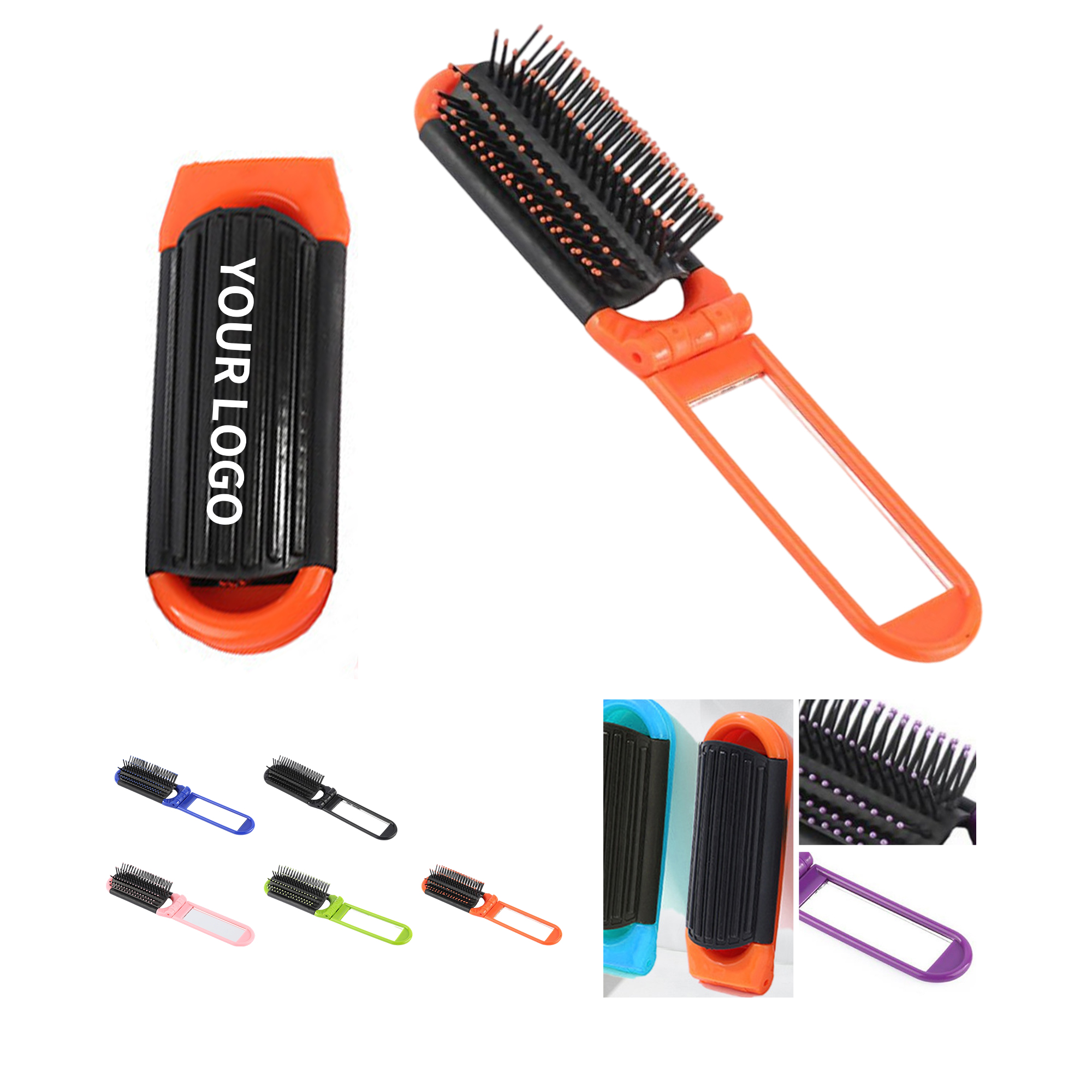 Folding Travel Hair Brush With Built In Mirror 4.3" x 1.5" x 1.2" 3