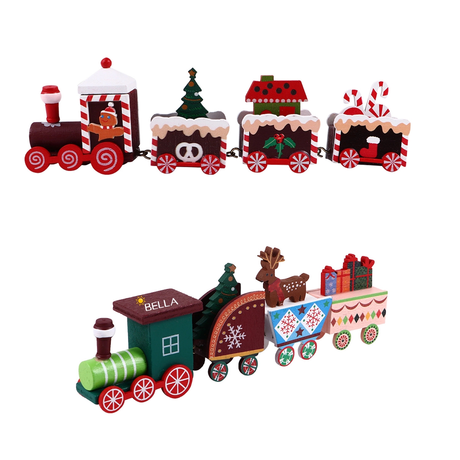 Happy Trees Wooden Christmas Train With Snowman 2