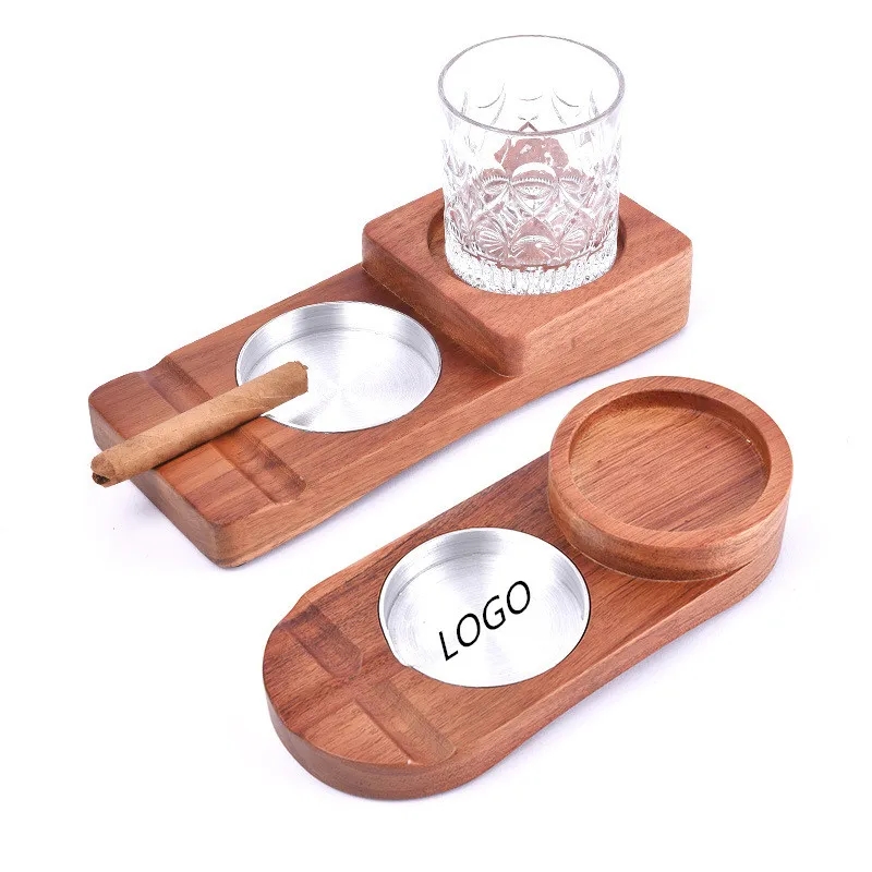 Whiskey Glass Tray And Cigar Ashtray Coaster 2