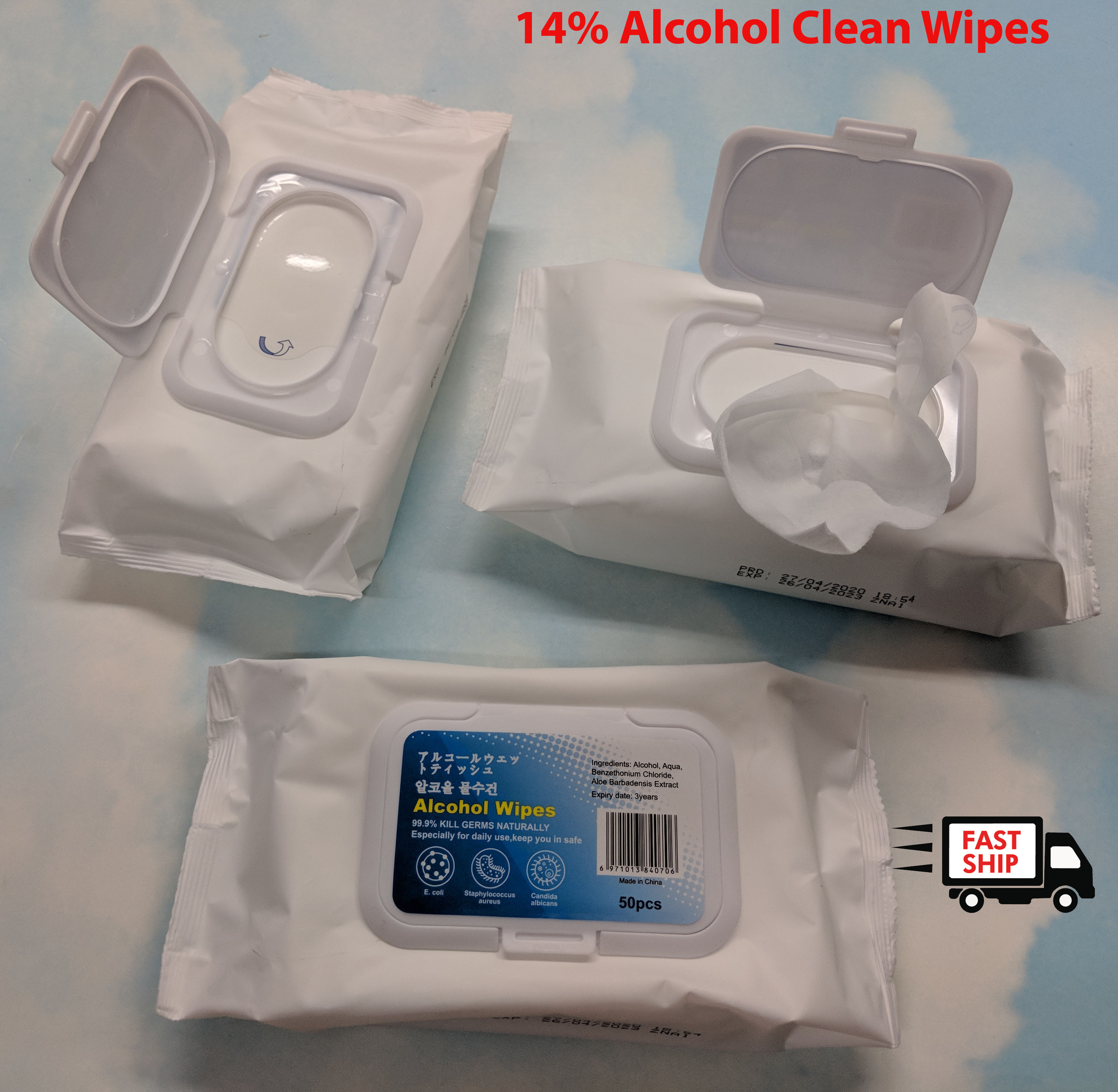 14% Alcohol Clean Wipes(50 pieces Pack) 1