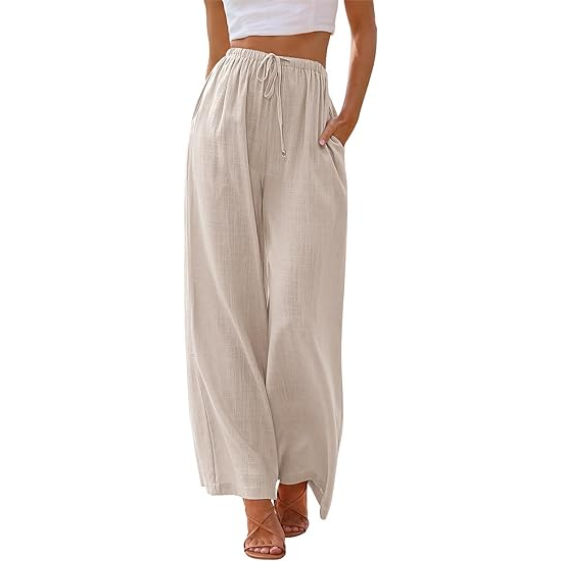 Women's Linen Summer Palazzo Pants 18